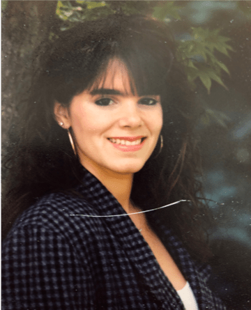 Smiling woman, long black hair